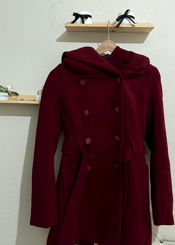 Bordo Rodi Kaşe Kaban ,Mont - Görsel 2