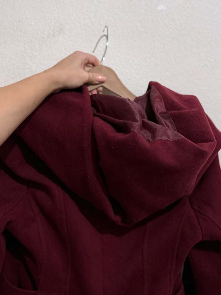 Bordo Rodi Kaşe Kaban ,Mont - Görsel 5