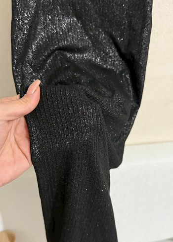 Siyah Fitilli Midi Elbise - Görsel 2