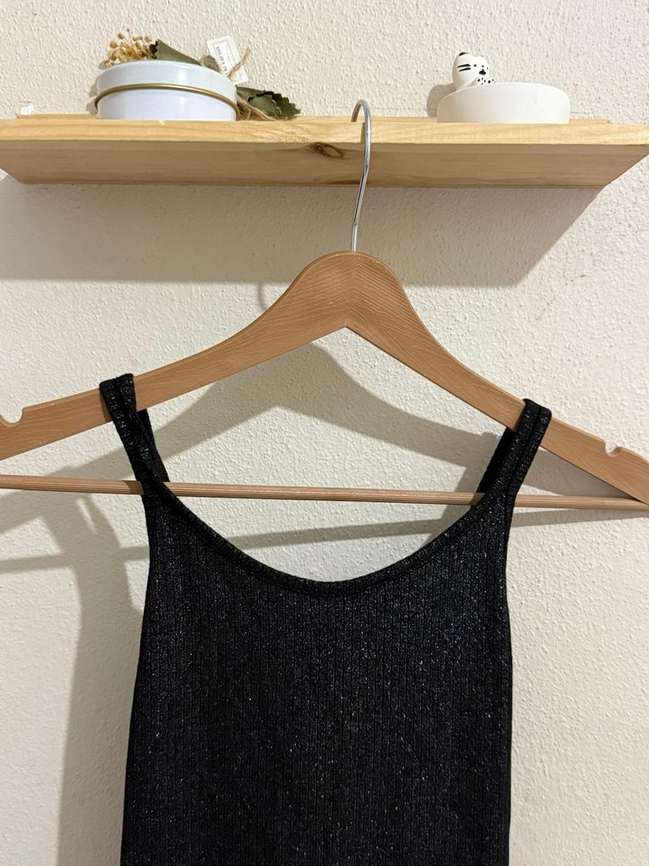 Siyah Fitilli Midi Elbise - Görsel 4