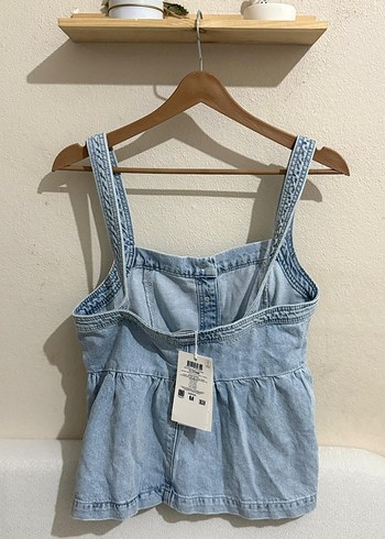 Düğmeli Strappy Denim Kısa Tulum - Görsel 2
