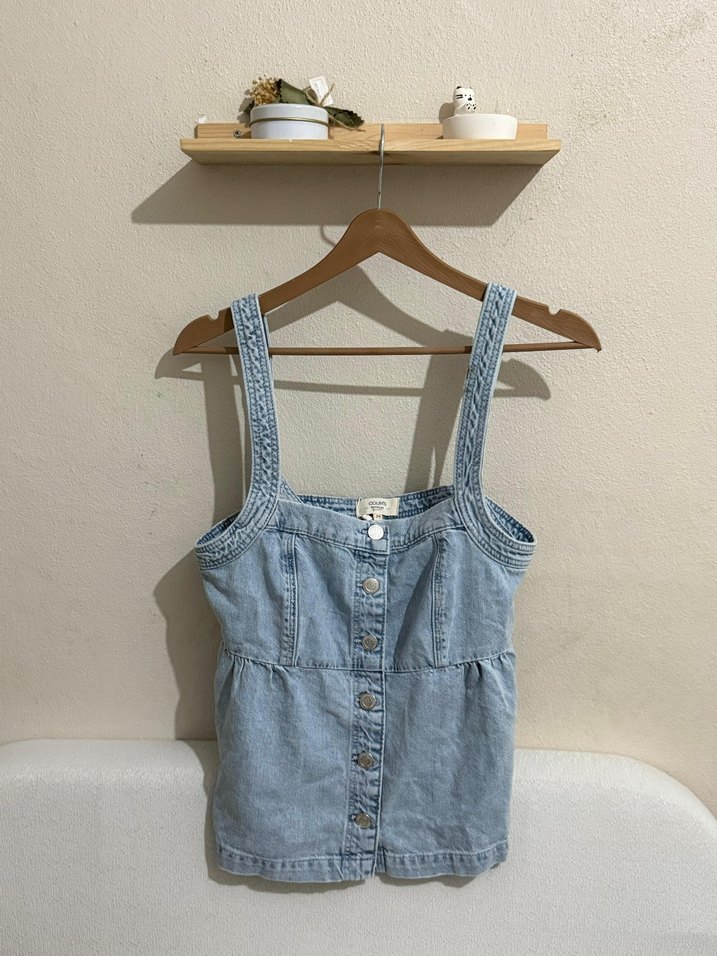 Düğmeli Strappy Denim Kısa Tulum - Görsel 3