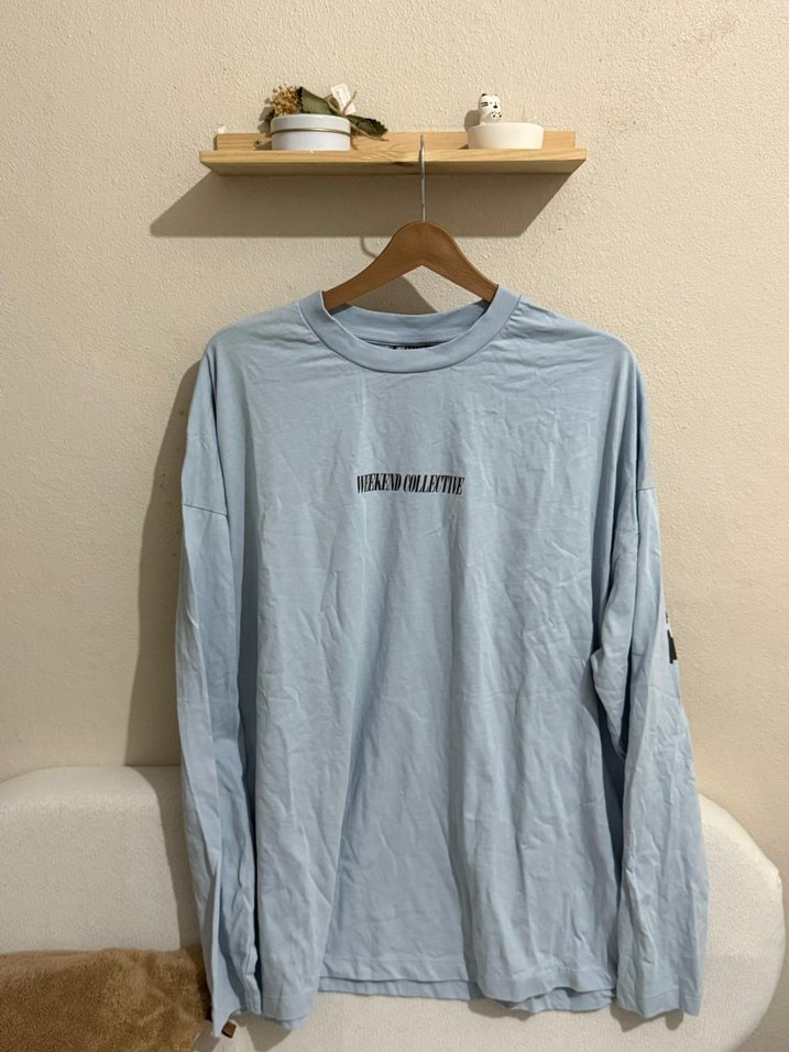 Açık Mavi Kadın Uzun Kollu Baskılı Tişört - Görsel 2