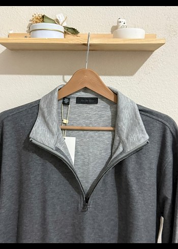 Gri Fermuarlı Erkek Sweatshirt ( Saks Tifh Aven) yurt dışı. - Görsel 2