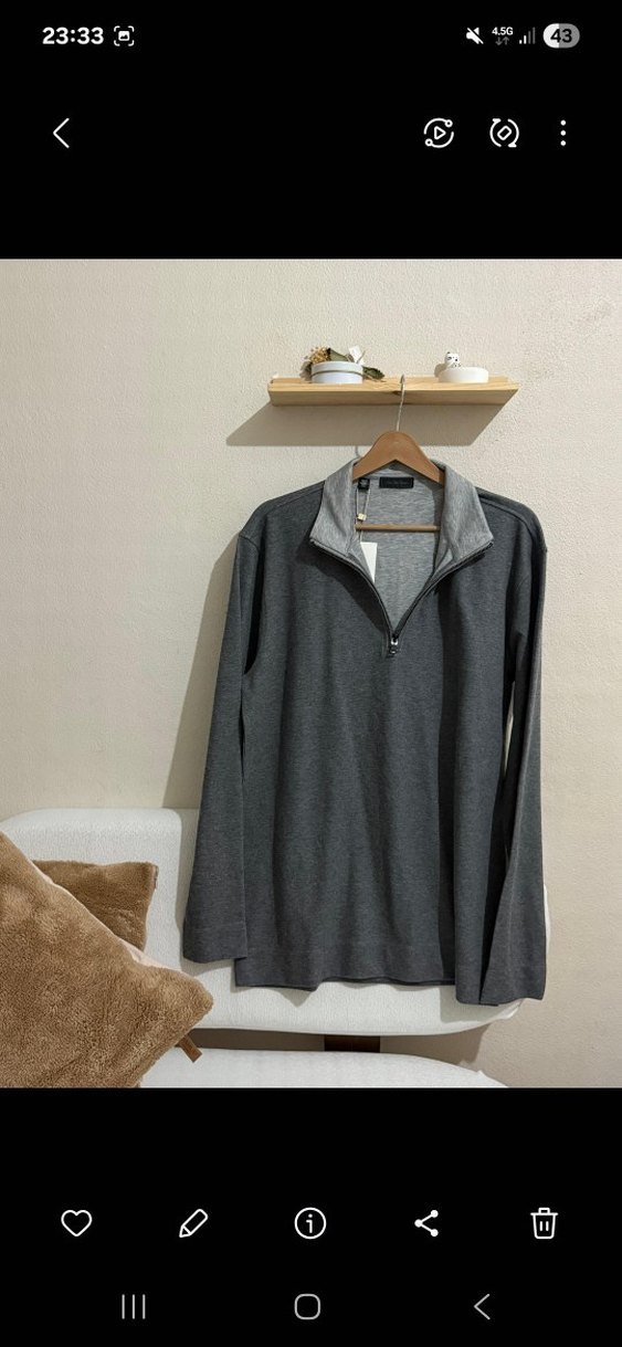 Gri Fermuarlı Erkek Sweatshirt ( Saks Tifh Aven) yurt dışı. - Görsel 3