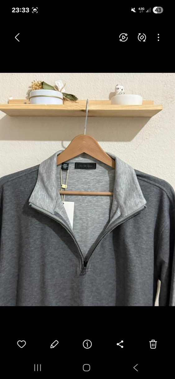 Gri Fermuarlı Erkek Sweatshirt ( Saks Tifh Aven) yurt dışı. - Görsel 2