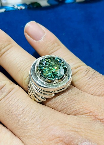 mozanit taşlı gümüş yüzük 40 grm - Görsel 3