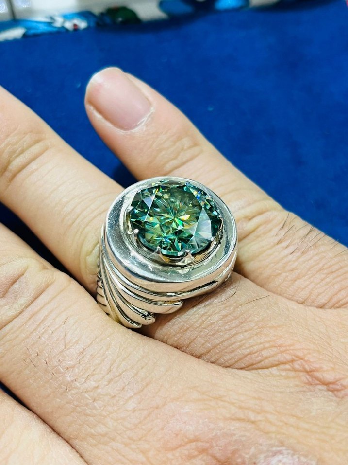 mozanit taşlı gümüş yüzük 40 grm - Görsel 3