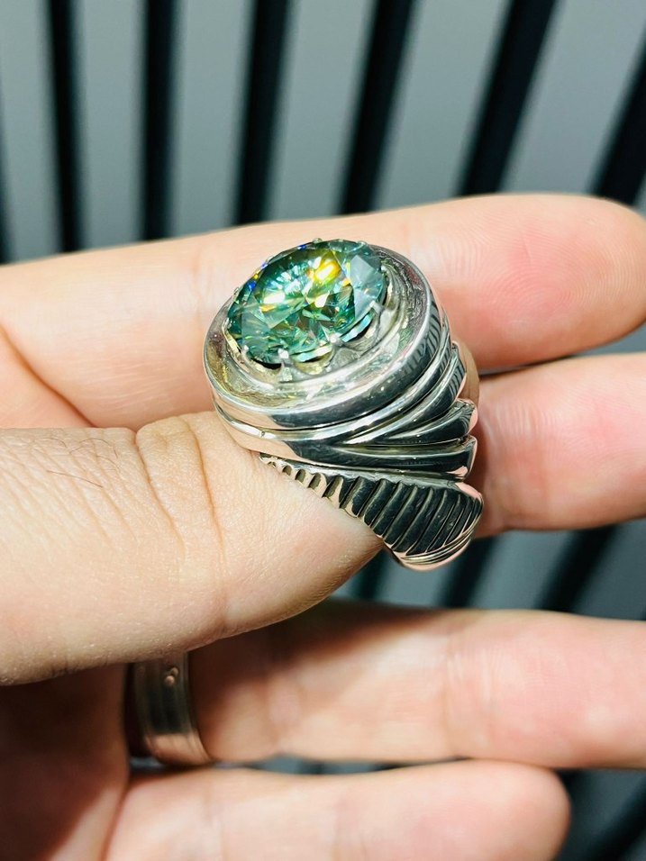 mozanit taşlı gümüş yüzük 40 grm - Görsel 2