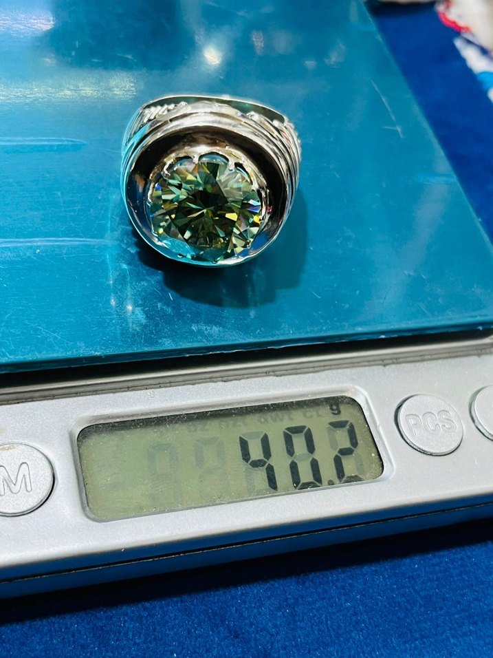 mozanit taşlı gümüş yüzük 40 grm - Görsel 4