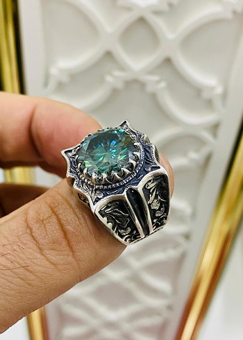 mozanit taşlı gümüş yüzük 24 numara - Görsel 4