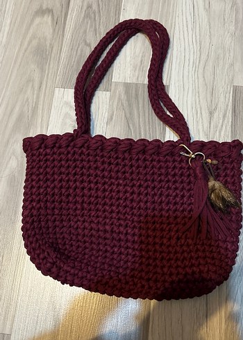 Bordo Örgü Kadın Çanta