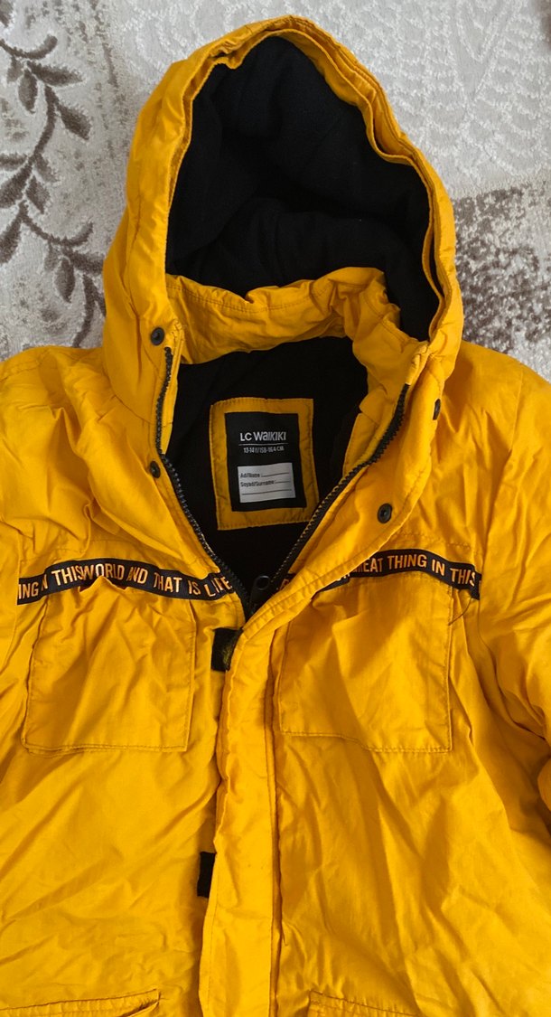 Sarı Erkek Çocuk Kürklü Streetwear Mont - Görsel 3