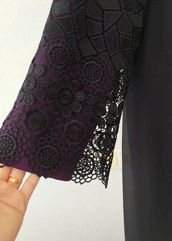 Mor Nakışlı Uzun Kollu Kadın Elbise - Görsel 4