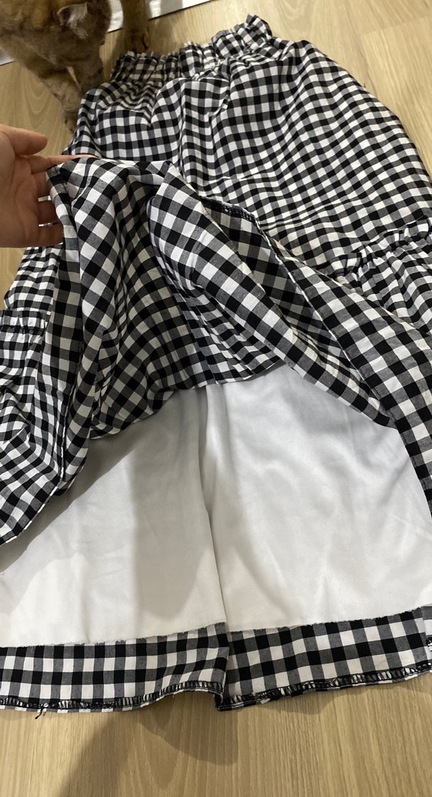 Uzun Kareli Fırfırlı  Etek - Görsel 2