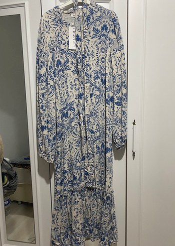 Uzun Kollu Bohem Desenli Uzun Elbise - Görsel 4