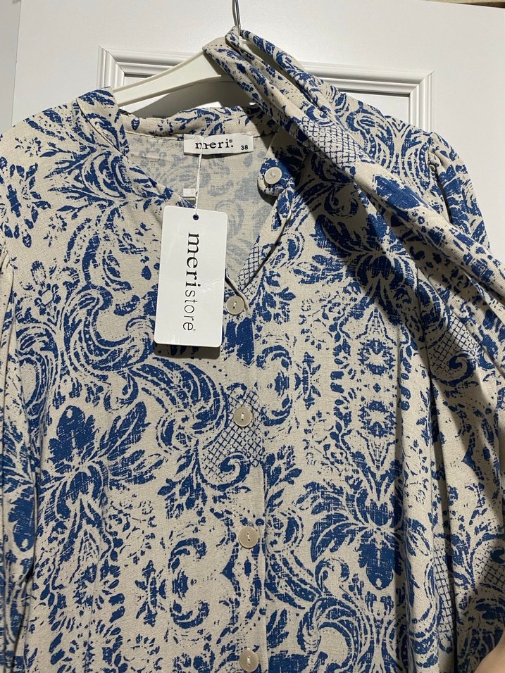 Uzun Kollu Bohem Desenli Uzun Elbise - Görsel 3