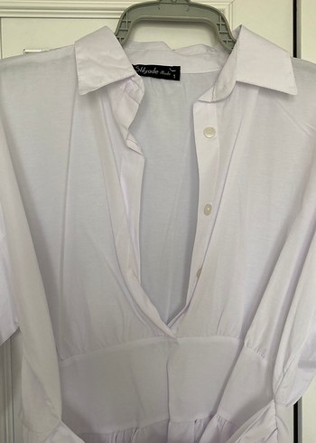 Uzun Kollu Beyaz Kemerli Kadın Gömlek - Görsel 2