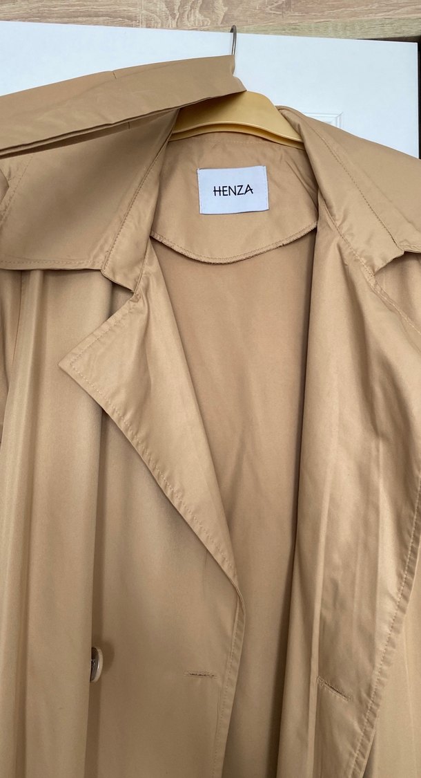 Bej Uzun Keten Kadın Trençkot - Görsel 2