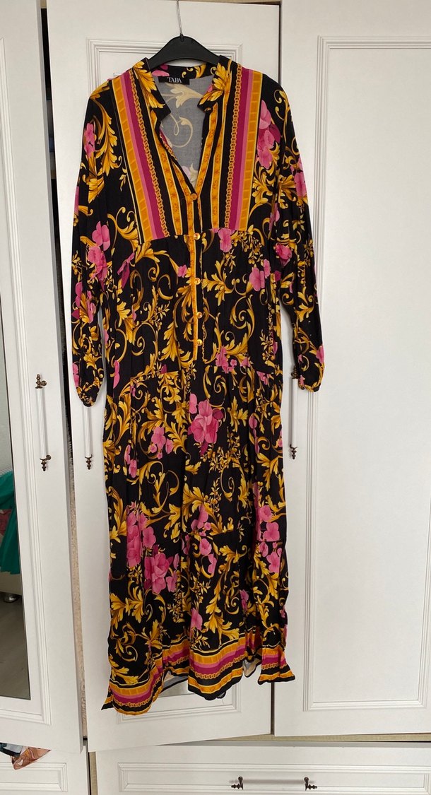 Desenli Uzun Kollu Bohem Uzun Elbise - Görsel 2