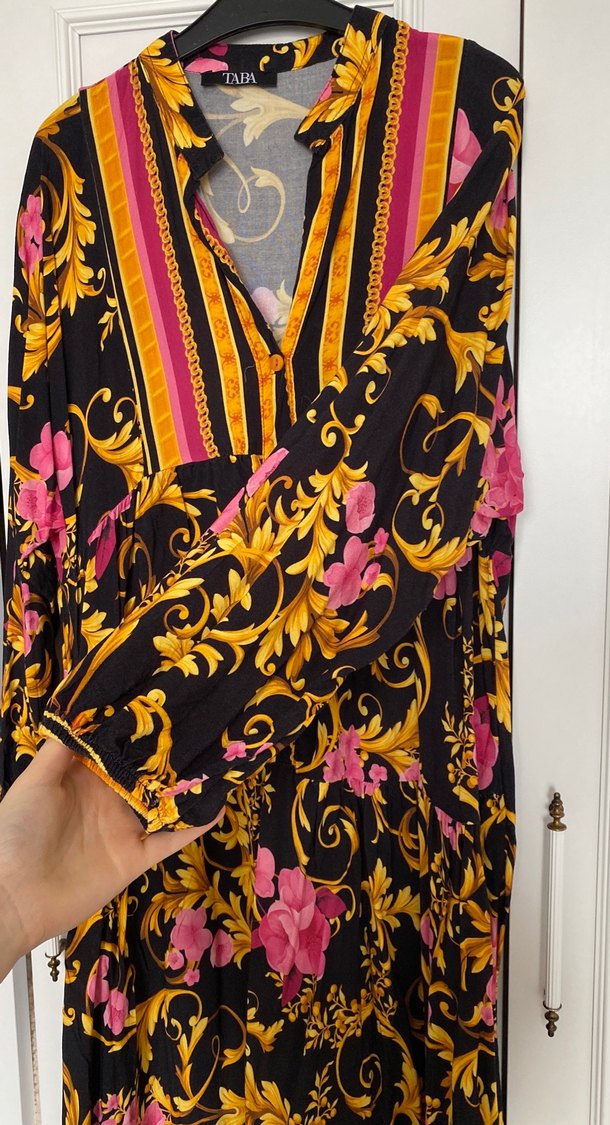 Desenli Uzun Kollu Bohem Uzun Elbise - Görsel 4