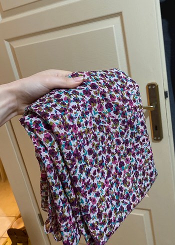 Mor Çiçek Desenli Şal - Görsel 2