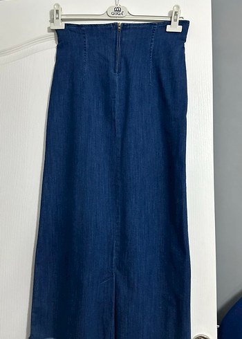 Diğer Kadın Lacivert Uzun Denim Pilili Etek