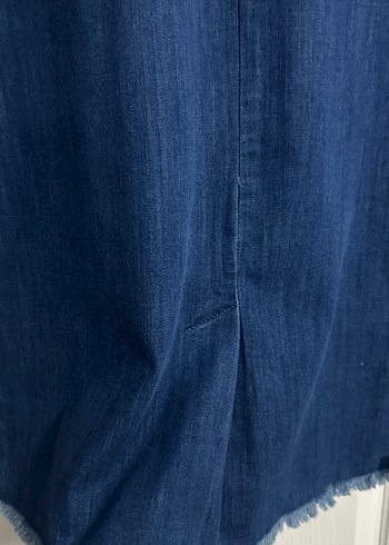 36 Beden Kadın Lacivert Uzun Denim Pilili Etek