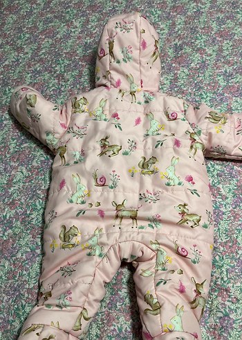 LC Waikiki Kız Bebek Pembe Desenli Kürklü Tulum