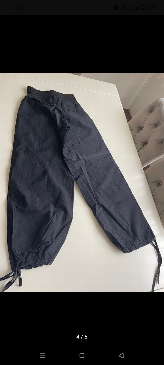 Kadın Siyah paraşüt pantolon - Görsel 3