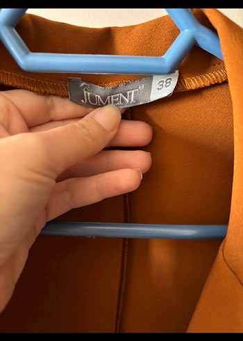 Düğmeli Kahverengi Kadın Süet Blazer - Görsel 2