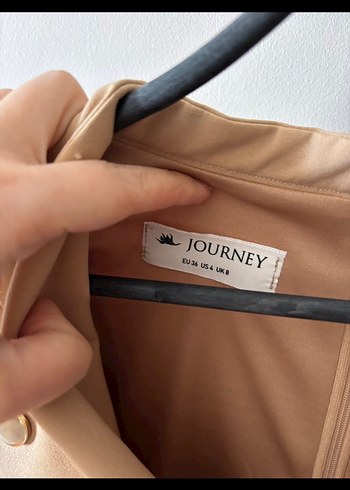 Bej Mini Düğmeli Kadın Elbise - Görsel 2