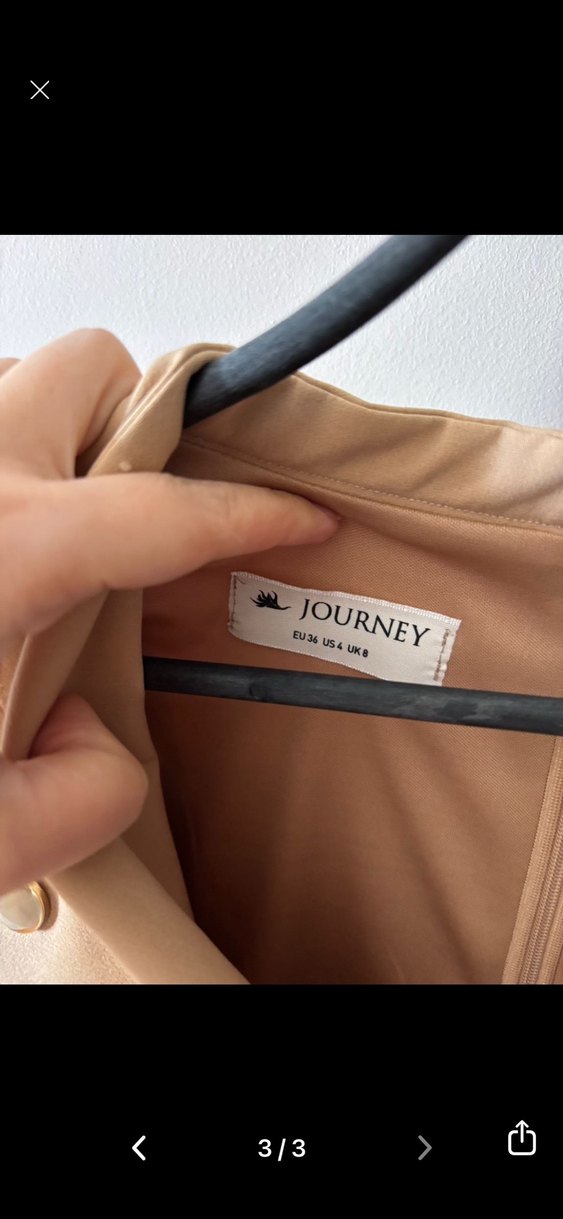 Bej Mini Düğmeli Kadın Elbise - Görsel 2