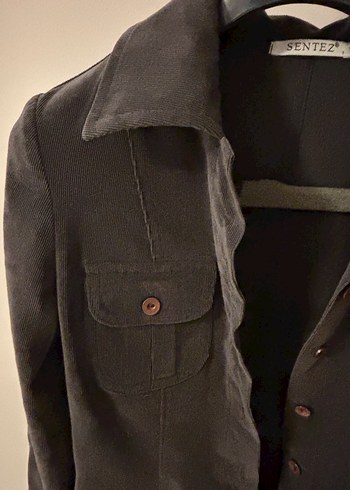 Düğmeli Uzun Kadın Süet Kaban - Görsel 5