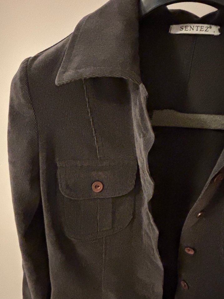 Düğmeli Uzun Kadın Süet Kaban - Görsel 5