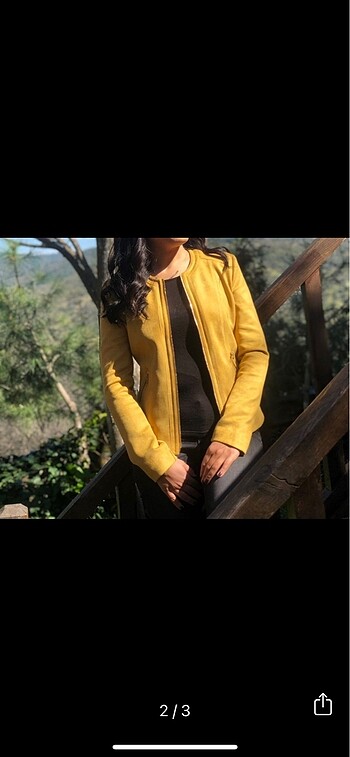 Ekol Ekol hardal sarısı süet ceket