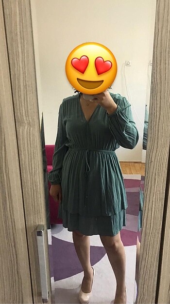 Mango mint yeşili elbise