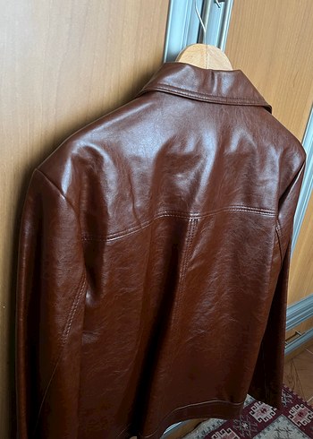 Erkek Kahverengi Deri Ceket - Görsel 5