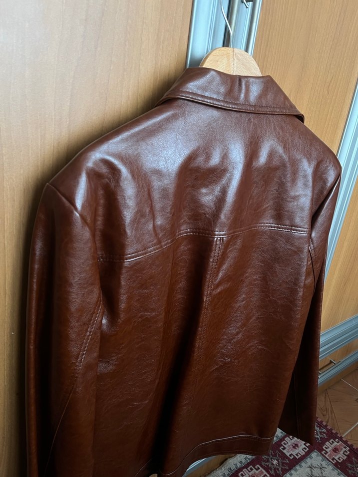 Erkek Kahverengi Deri Ceket - Görsel 5