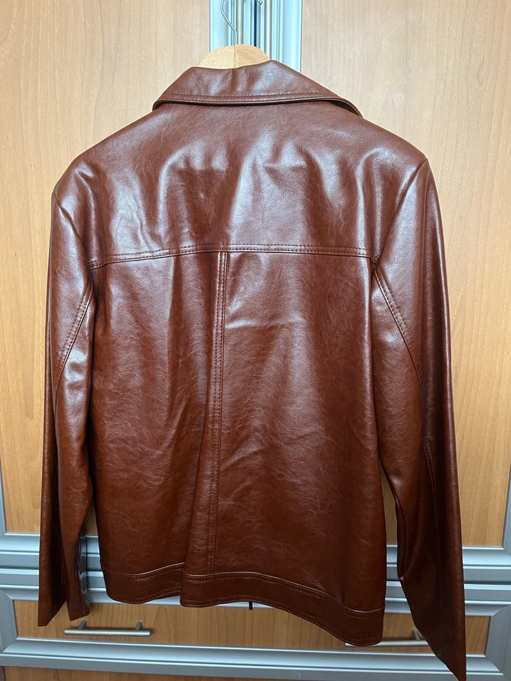 Erkek Kahverengi Deri Ceket - Görsel 4