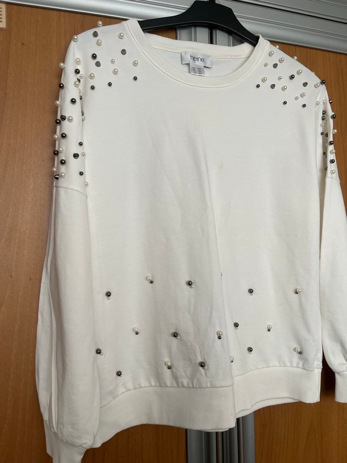 Boncuk Detaylı Beyaz Kadın Sweatshirt - Görsel 3