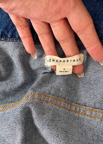 s Beden mavi Renk Çift Renkli Düğmeli Denim Ceket