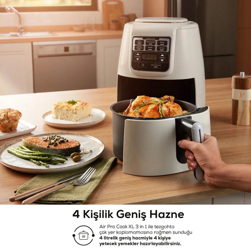 Karaca Air Pro Cook 3 in 1 XL Ev Yemeği, Közleme, Airfryer - Görsel 2