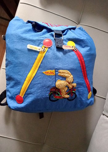 Yurtdışı ürünü Alman Renkli Fermuarlı Mavi Çocuk  Çantası - Görsel 2