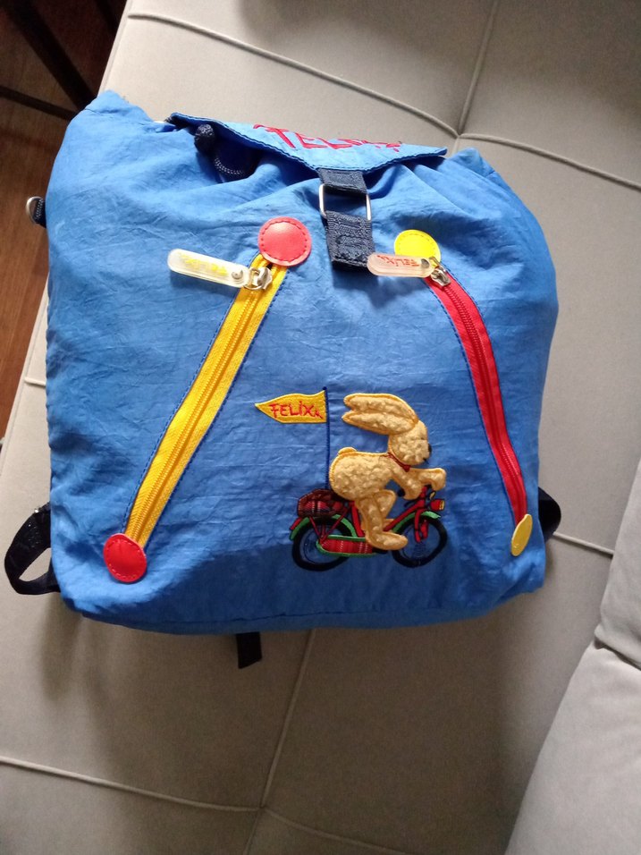 Yurtdışı ürünü Alman Renkli Fermuarlı Mavi Çocuk  Çantası - Görsel 2