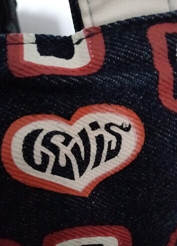  Beden lacivert Renk Levi's kot kumaş bayan çantası 