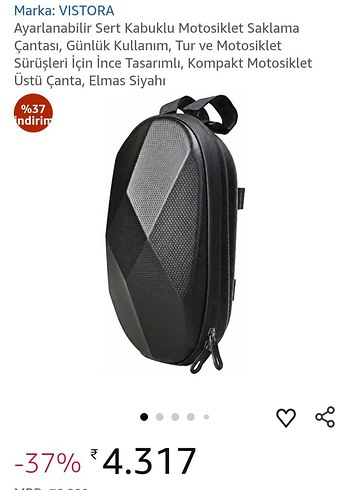 Diğer Vistora Siyah Motosiklet Sert Kabuklu Canta
