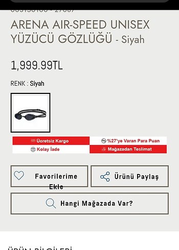 Orjinal Arena yüzücü gözlüğü - Görsel 13