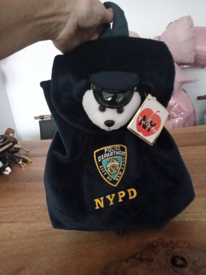 NYPD Temalı Mavi kadife Çocuk Sırt Çantası - Görsel 2