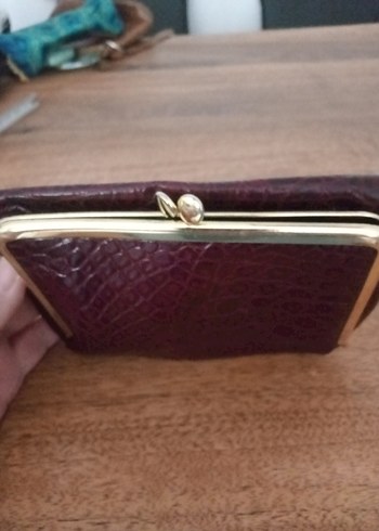 Beden bordo Renk Bordo Yılan Desenli Vintage Deri Clutch Çanta